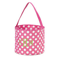 Halloween Bucket- pink/white polka dot