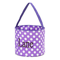 Halloween Bucket- purple/white Polka Dot
