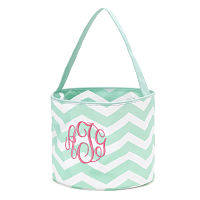 Halloween Bucket-mint/white chevron