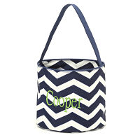 Halloween Bucket- navy/white chevron