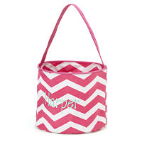 Halloween Bucket- pink/white chevron