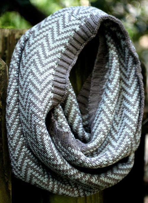 Mint & Brown Zig Zag Infinity Scarf