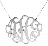 Sterling Silver/Gold Monogram Cut Out Necklace